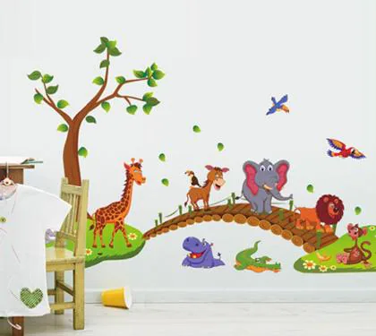 Jaamso Royals Multicolor PVC Vinyl Kids Animals Under Tree Large Wall  Stickers ( 90 CM X 60 CM ) - JioMart