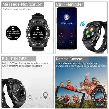 CRATIX V8 4G Phone watch For All Smartphones Smartwatch (Black Strap, free  Size) - JioMart