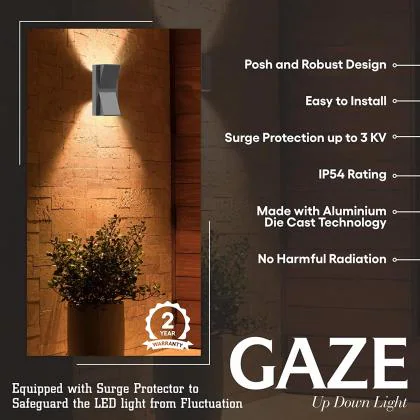 Fybros Warm White Gaze Waterproof Up Down Elevation Wall Mounted Lights ...