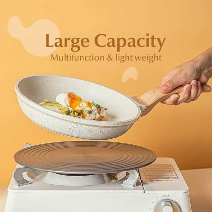 Carote Non Stick Fry Pan with Lid Granite Fry Pan, Induction Omlette