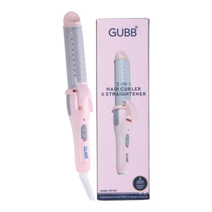 GUBB 2 In 1 Hair Curler & Straightener with Ceramic Coated Plates -  (GB-007) Pink - JioMart