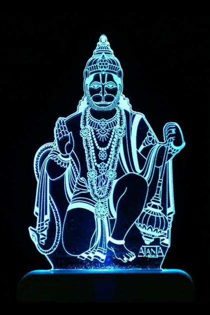 Arus Multicolor Lord Hanuman Ji In Ashirvad Mudra 3D Night Lamp - JioMart