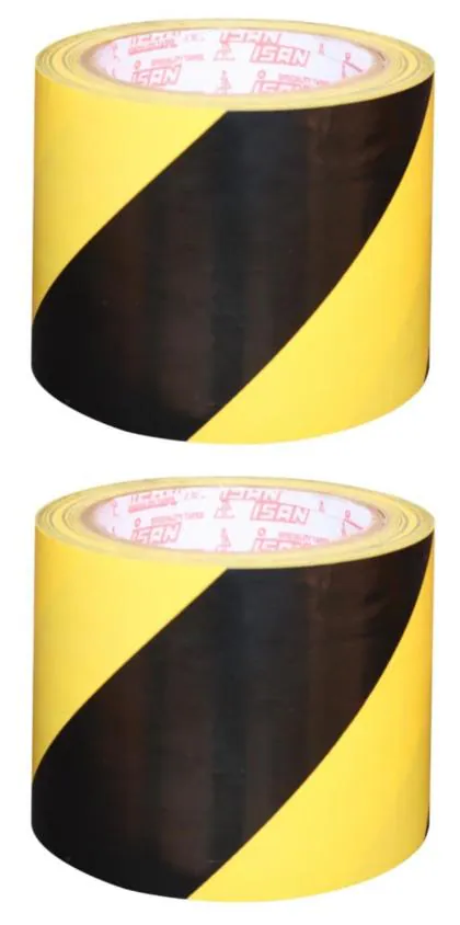 ISAN Floor Marking Tape Yellow Black Zebra Colour 96mm (4" Approx) Width X 22m Length (2 Pcs ...