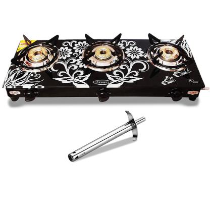 glass top gas stove 3 burner auto ignition