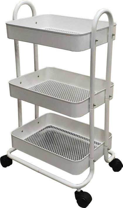 Decorative White Stainless Steel Trolley Racks And Shelf With Wheel ...