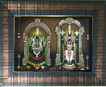 Framtastic Lord Tirupati Balaji Padmavathi Alamelu Mangai Perumal God  Bhagwan Venkateshwara Swamy Small Square Photo Frame - JioMart
