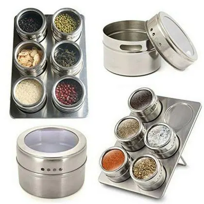 Credly Stainless Steel Magnetic Spice Rack Set 6 pcs - JioMart