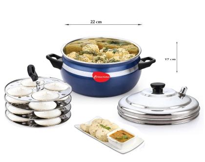 Klassi Kitchen Stainless Steel Idli Pot - 3 Plate With 4 Cavity Each ...