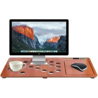 wooden long laptop stand for office table or home clean with dry cloth ...