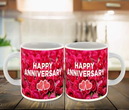 Whats Your Kick Happy Anniversary Pink Roses Wallpaper Design White Ceramic  Coffee Mug with Coaster 325 ML - JioMart