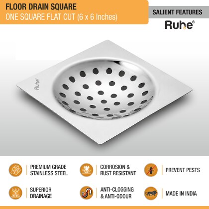 Ruhe Floor Drainer | Bathroom Jali | Premium Grade Stainless Steel One ...