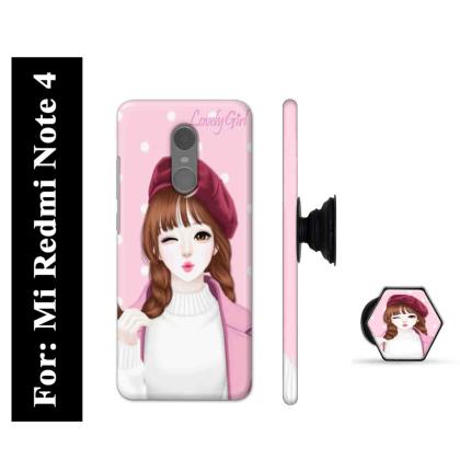 Mobi Elite Preety Cute Girl Printed Hard Back Cover Case with Mobile  Holder, Pop holder, Pop socket for Mi Redmi Note 4 - JioMart