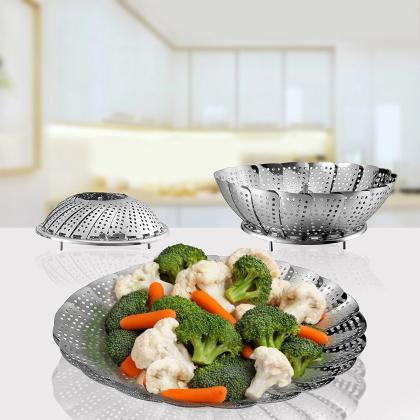 INOX Steel Vegetable Steamer Steaming Basket Healthy Cooking by DURSHANI Steamer for Vegetables 
