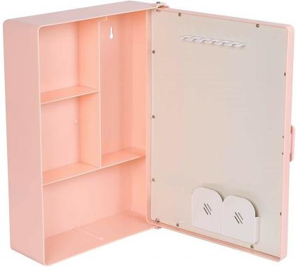 Pgen Pink Plastic Bathroom Mirror Storage Basin Cabinet Plastic Wall ...