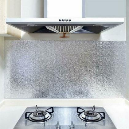HEMIZA - Silver Foil Kitchen Wallpaper, Anti-Mold and Heat Resistant  Kitchen Backsplash Wallpaper - JioMart