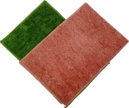 Insight Home Microfiber Bathroom Mat (Peach and Dark Green, Medium ...