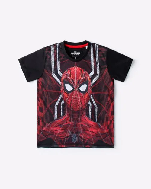 Spiderman Print Crew-Neck T-shirt