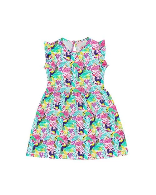 Flamingo Print A-line Dress