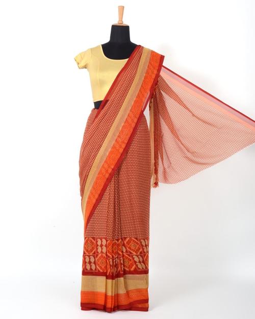 Printed Saree with Contrast Border