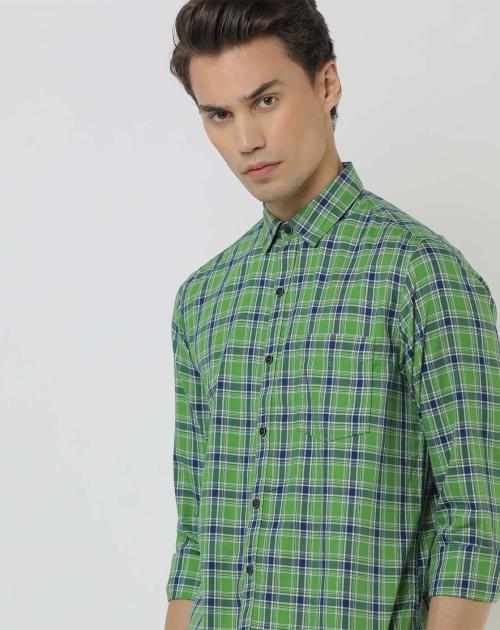 Checked Slim Shirt with Patch Pocket