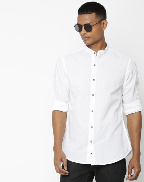 Slim Fit Shirt with Band Collar