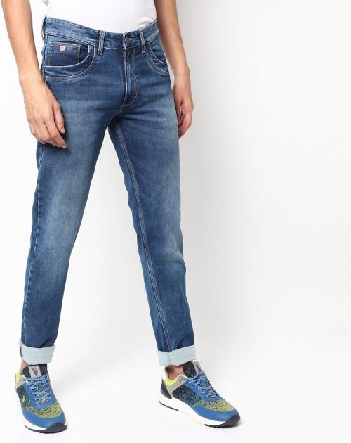 Washed Skinny Jeans with Whiskers