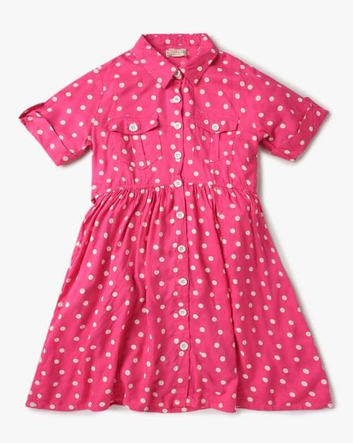 Polka-Dot Print Shirt Dress