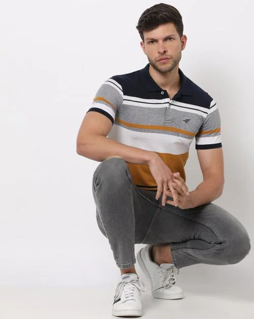Striped Slim Fit Polo T-Shirt