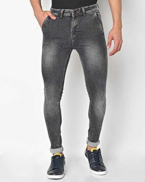 Mid-Wash Carrot Fit Jeans