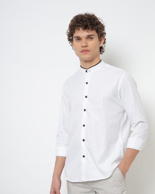 Buy Slim Fit Shirt with Mandarin Collar Online at Best Prices in India