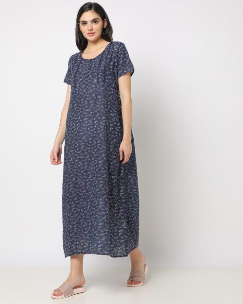Printed Round-Neck Nightie