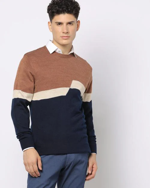 Colourblock Knitted Crew-Neck Pullover