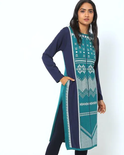 Acrylic Straight Knitted Winter Kurta