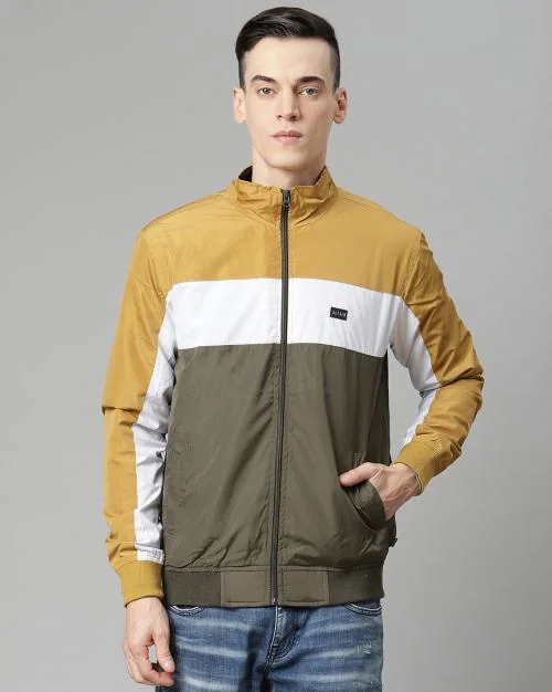 Men Colourblock Bomber Jacket