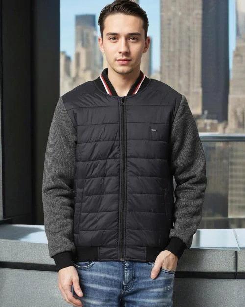 Men Quilted Slim Fit Bomber Jacket