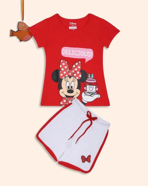 Minnie Mouse Print T-Shirt with Shorts
