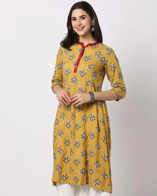 Floral Print A-Line Kurta
