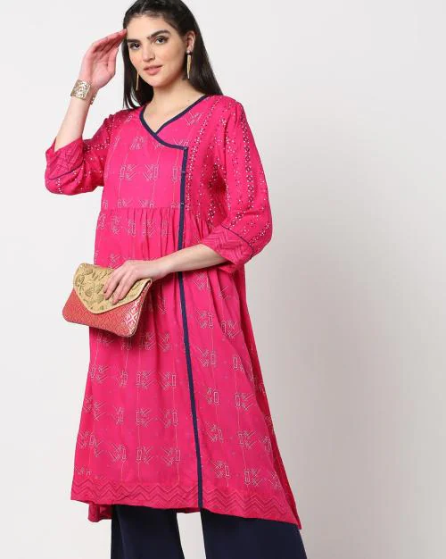 Printed Angrakha Kurta
