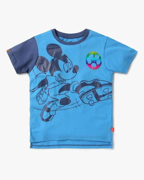 Mickey Mouse Print Round-Neck T-Shirt
