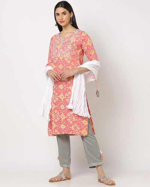 Printed Straight Kurta Suit Set