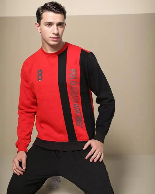 Colourblock Crew-Neck Sweatshirt with Insert Pocket