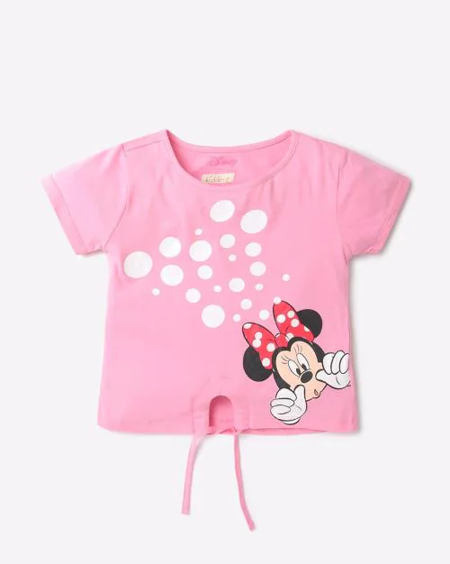Minnie Mouse Print Round-Neck T-Shirt