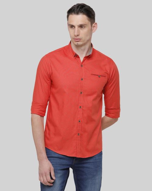 Men Micro Print Slim Fit Shirt with Welt Pocket