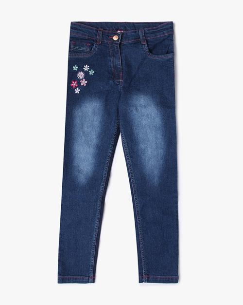 Girls Mid-Wash Regular Fit Jeans
