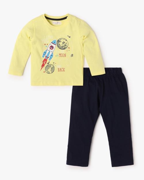 Printed Regular Fit T-Shirt & Pyjama Set