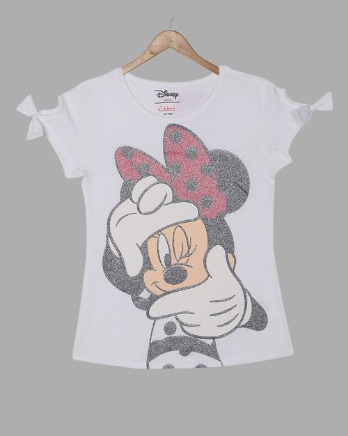 Minnie Mouse Print Cotton T-Shirt