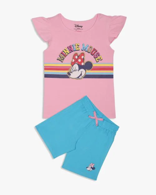 Minnie Mouse Print T-Shirt with Shorts