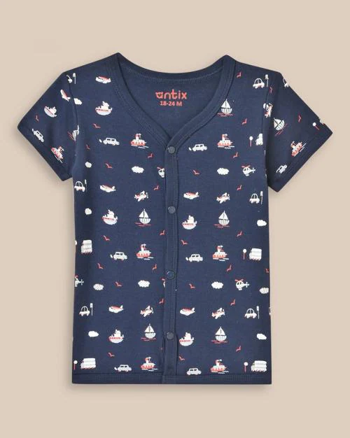 Printed Front-Open Cotton Jhabla