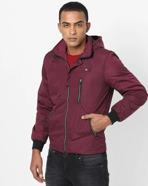 Slim Fit Zip-Front Hooded Jacket