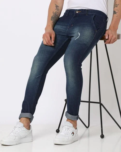 Lightly Washed Distressed Correct Fit Jeans